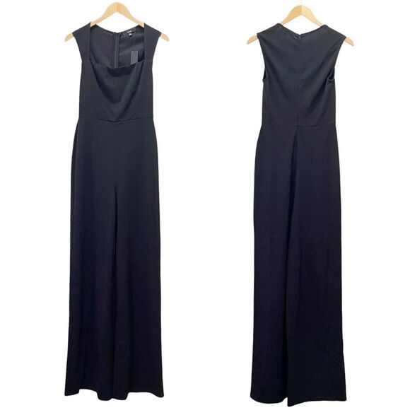 NWT Lulus Enticing Endeavors Wide Leg Square Neck Jumpsuit in Black Size Medium - Picture 4 of 14